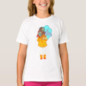 Meisje met Umbrella in Wind Drawing T-shirt (Voorkant)
