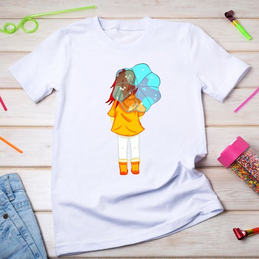 Meisje met Umbrella in Wind Drawing T-shirt