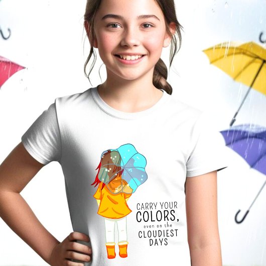 Meisje met Umbrella in Wind Drawing T-shirt