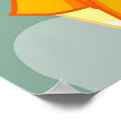 Meisje met Umbrella in Wind Rain Green Swirl Poster (Hoek)