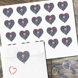 Meisje met Valentijnsdag Stickers van Heart Garlan