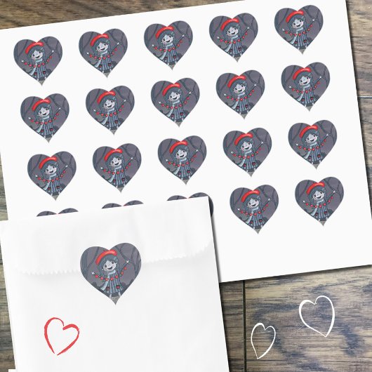 Meisje met Valentijnsdag Stickers van Heart Garlan