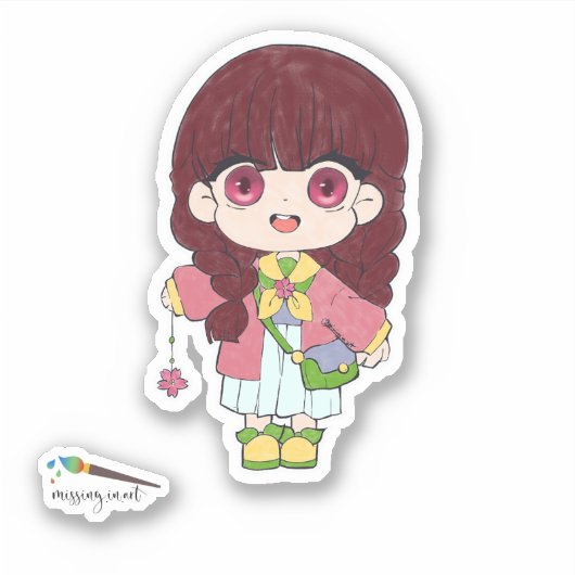 Meisje met ventilator sticker (Voorkant)