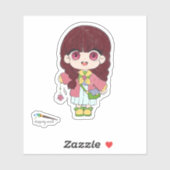 Meisje met ventilator sticker (Vel)