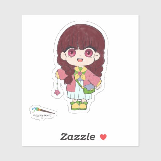 Meisje met ventilator sticker (Vel)