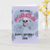 Meisje met verjaardagskaart kaart (Gele Bloem)