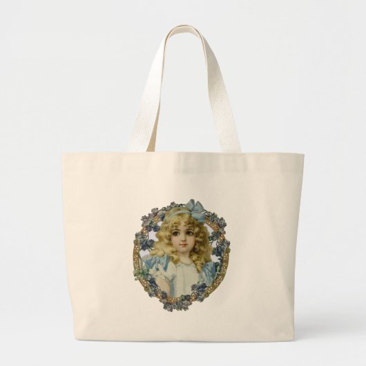  meisje met Victoriaans blauwe poot en bloemen Grote Tote Bag (Voorkant)