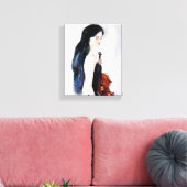 Meisje met viool canvas afdruk (Insitu (Woonkamer))