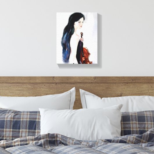 Meisje met viool canvas afdruk (Insitu (Slaapkamer))
