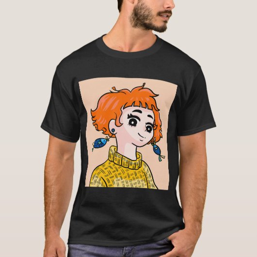 Meisje met visoorbellen t-shirt (Voorkant)