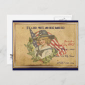  meisje met vlaggen Memorial Day Briefkaart (Voorkant / Achterkant)