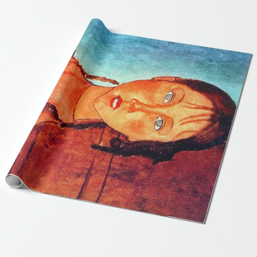 Meisje met vlechten, Modigliani Cadeaupapier (Uitgerold)