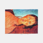 Meisje met vlechten, Modigliani Fleece Deken (Voorkant (Horizontaal))