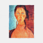 Meisje met vlechten, Modigliani Fleece Deken (Voorkant)