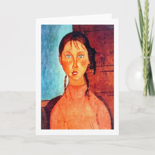 Meisje met vlechten, Modigliani Kaart (Voorkant)
