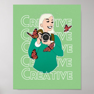 Meisje met vlinders poster