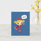 Meisje met Vogel Gewoon Omdat Opmerking Kaart (Gele Bloem)