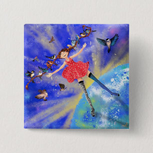 Meisje met vogelgriep Button Fantasy