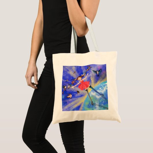 Meisje met vogellente Canvas tas (Voorkant (product))