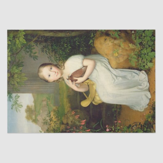 Meisje met vogelportret van Louise als kind Tissuepapier (Voorkant)