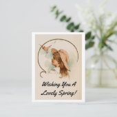  meisje met vogels briefkaart (Staand voorkant)