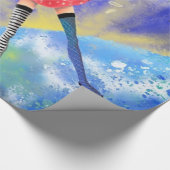 Meisje met vogelwrapping Gift Fantasy Cadeaupapier (Hoek)