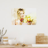 Meisje met vruchten poster (Keuken)