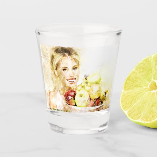 Meisje met vruchten shot glas (Voorkant)
