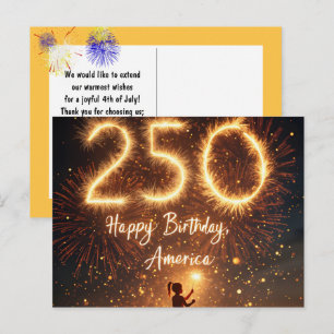 Meisje Met Vuurwerk Voor America's 250e Verjaardag Briefkaart