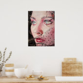 Meisje met Waterverf Spotty Veil Poster (Keuken)