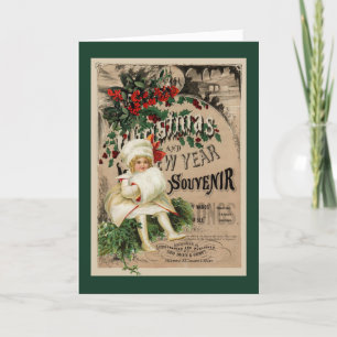 Meisje met White Muffler  kerstkaart Feestdagen Kaart