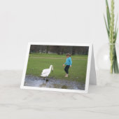 Meisje met White Swan Portrait Kaart (Voorkant)