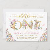  meisje met wilde bloemen 1e verjaardag Partij I Kaart (Voorkant)