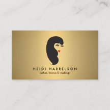 Meisje met wimpers en rode lippen op Faux Gold Bea