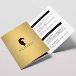 Meisje met wimpers Faux Gold Salon Brochure Drieluik Kaart