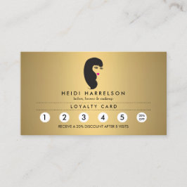 Meisje met wimpers Faux Gold Salon Loyalty Kaart