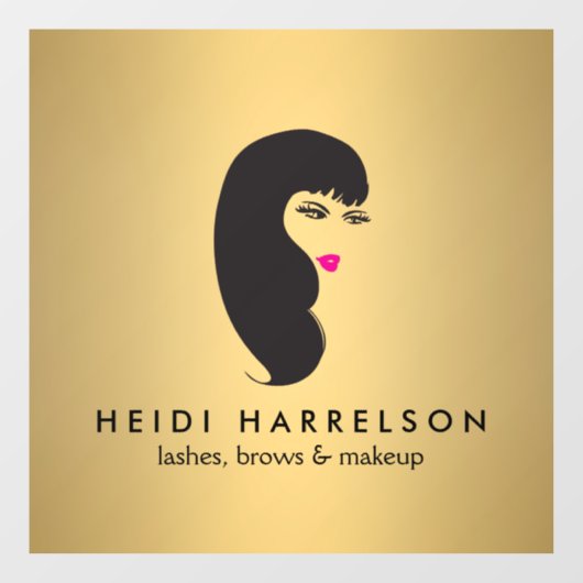 Meisje met Wimpers Nep Goud Schoonheidssalon Raamsticker (Vel)