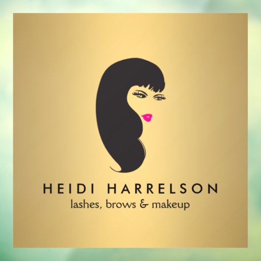 Meisje met Wimpers Nep Goud Schoonheidssalon Raamsticker (Vel 3)