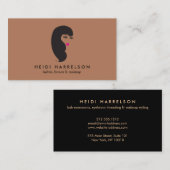 Meisje met wimpers op donker bruin visitekaartje (Voorkant / Achterkant)