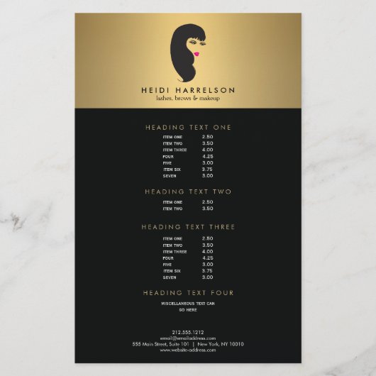 Meisje met Wimpers op Faux Goud Schoonheidsflyer Flyer (Voorkant)