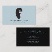 Meisje met wimpers op Lt Blue Beauty Visitekaartje (Voorkant / Achterkant)