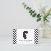 Meisje met wimpers zwart en wit patroon schoonheid visitekaartje (Staand voorkant)