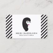 Meisje met wimpers zwart en wit strepen schoonheid visitekaartje (Voorkant)