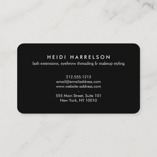 Meisje met wimpers zwart en wit strepen schoonheid visitekaartje (Achterkant)