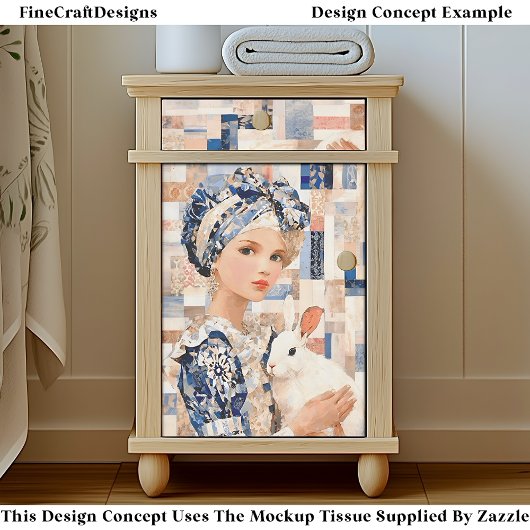 Meisje met wit konijn, Patchwork EB9R Decoupage Tissuepapier