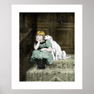Meisje met witte hond poster