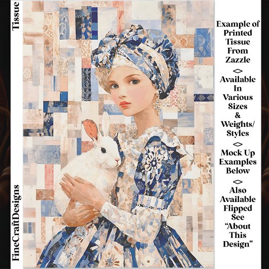 Meisje met Witte Konijn, Patchwork EB9L Decoupage Tissuepapier