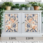 Meisje met Witte Konijn, Patchwork EB9L Decoupage Tissuepapier