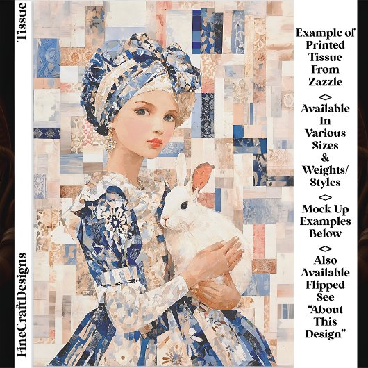 Meisje met Witte Konijn, Patchwork EB9R Decoupage Tissuepapier