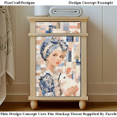 Meisje met Witte Konijn, Patchwork EB9R Decoupage Tissuepapier